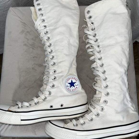 Converse Knee High White All Star Y2k Size Men 5 Women 7 Chuck Taylor - Picture 9 of 12